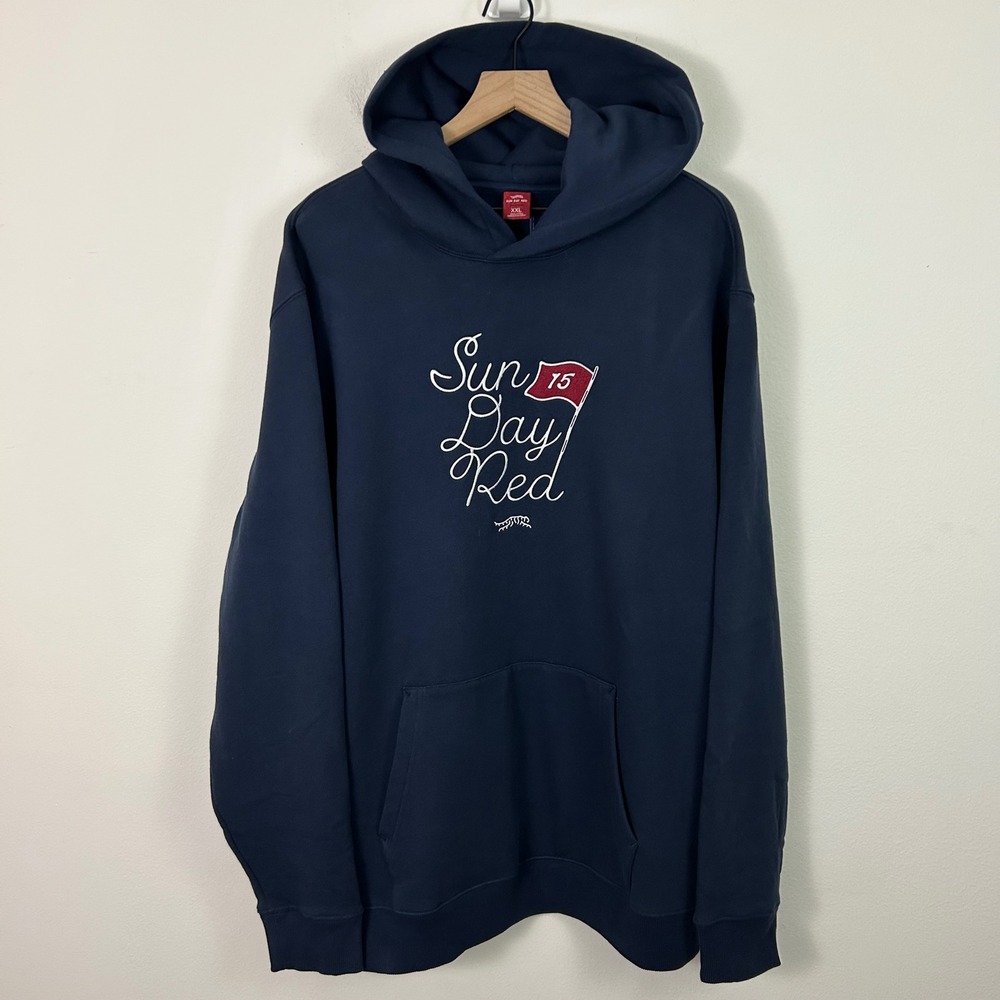 Sun Day Red Tiger Woods  Golf Hoodie Mens XXL Navy Blue Graphic Pullover